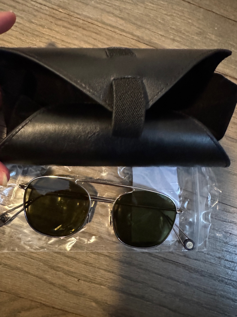 Ahlem Silver Frame Sunglasses with Green Lenses - Picture 2 of 3